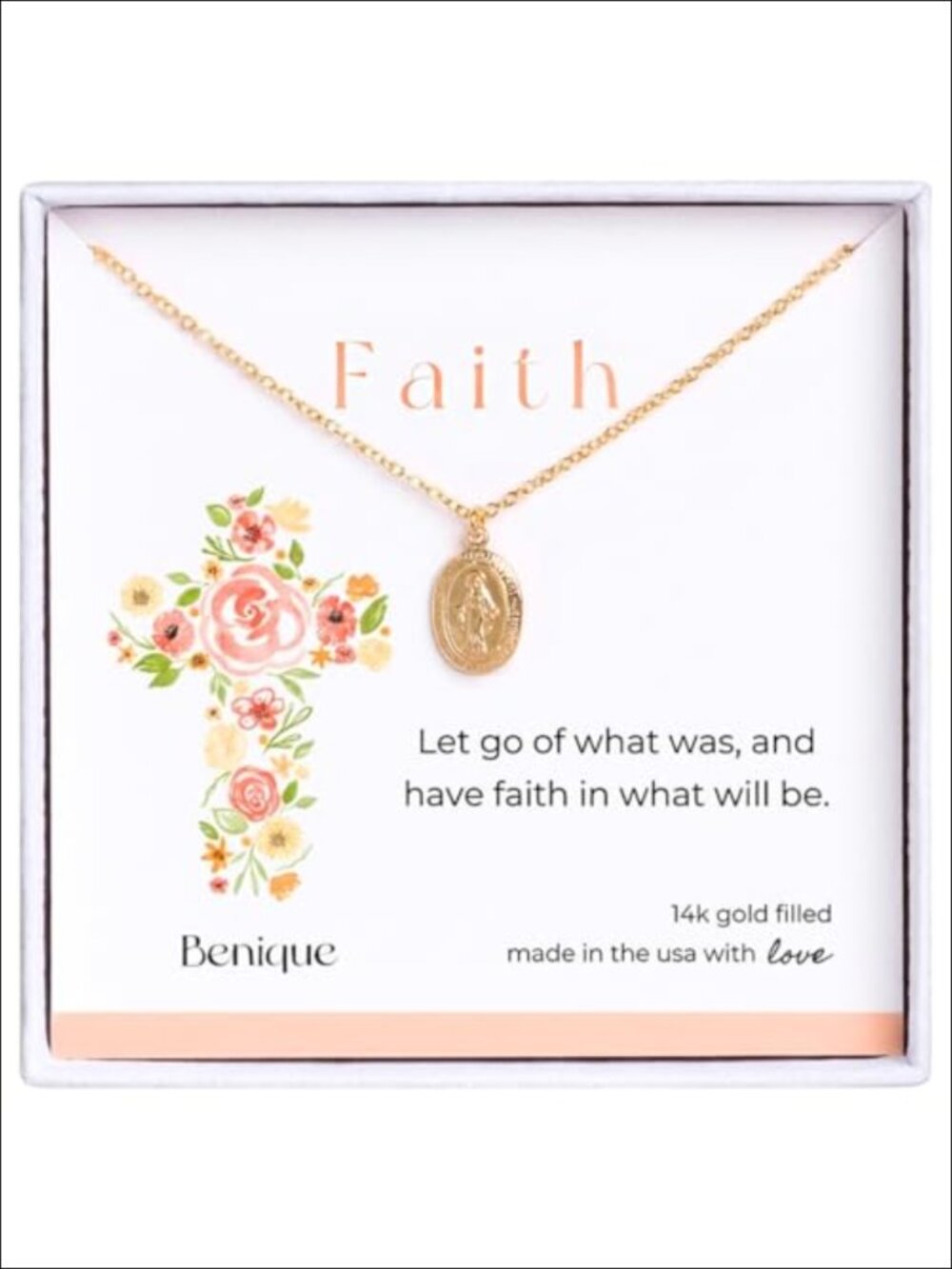 Dainty Gold Filled Virgin Mary Pendant Necklace for Women 16-18 inch Adjustable
